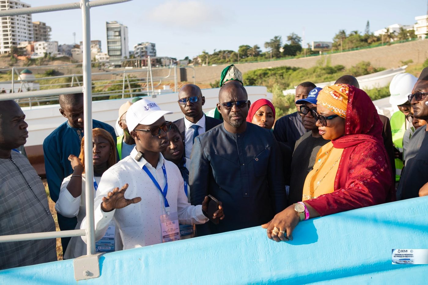 Réception officielle des pirogues en fibre de verre fabriquées par SEMI SARL, quai de pêche de Ouakam, 29 septembre 2026