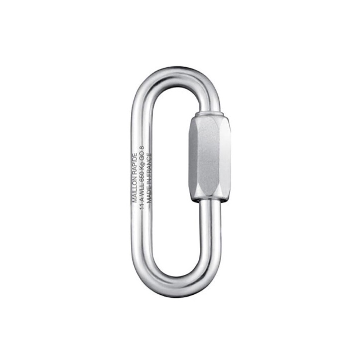 Maillon rapide à grande ouverture inox marqué