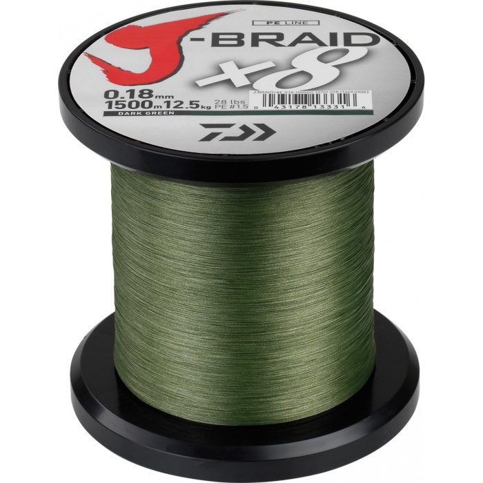 Tresse Daiwa J Braid 8 brins 1500 m Verte
